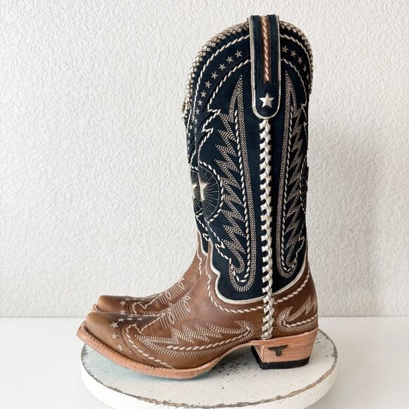 Lane RODEO HOUSTON Womens Cowboy Boots 7 Brown Western Cowgirl Mid Calf Tall - Picture 4 of 11